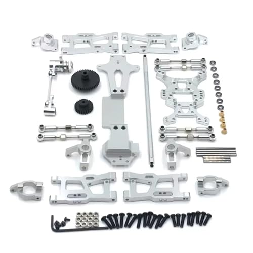 YONMFRDS Für Wltoys 144001 144002 144010 1/14 Metall Upgrade Teile Kits Für Schaukel Arm Link Stange Lenkung Block RC Auto Zubehör RC Autoteile(Silver) von YONMFRDS