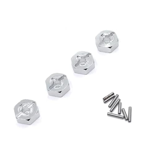 YONMFRDS Für Wltoys 144001 144010 124007 124016 124018 124019 A949 A959 A959-B 12mm Metall Rad Hex Hub Adapter Combiner RC Auto Upgrade Teile RC Autoteile(Silver) von YONMFRDS