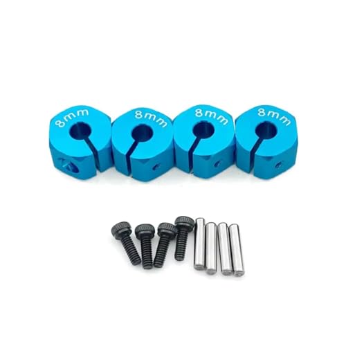 YONMFRDS RC Autoteile Für Axial Für SCX10 90046 1/10 4 Pcs Aluminium Rad Sechskantmutter Stick Hub 8/9/10/11/12mm RC Upgrade Teile Zubehör(Blue,8mmm) von YONMFRDS
