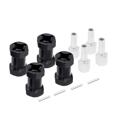 YONMFRDS RC Autoteile Für Axial Für SCX10 D90 Für AX10 CC01 F350 12mm Hex Radnabe Stick Adapter 12/15/20/25mm Verlängerung Combiner 1/10 RC Auto Crawler Teile Zubehör(Black,20mm) von YONMFRDS