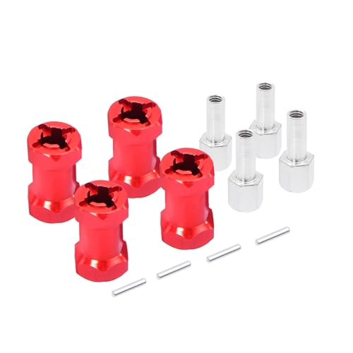 YONMFRDS RC Autoteile Für Axial Für SCX10 D90 Für AX10 CC01 F350 12mm Hex Radnabe Stick Adapter 12/15/20/25mm Verlängerung Combiner 1/10 RC Auto Crawler Teile Zubehör(Red,20mm) von YONMFRDS