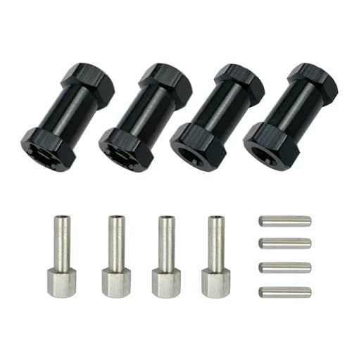 YONMFRDS RC Autoteile Für Axial Für SCX10 F350 D90 AX10 CC01 1/10 12mm Hex Radnabe Stick Adapter 12/15/20/25mm Verlängerung Combiner Koppler RC Crawler Auto Zubehör(Black,25mm) von YONMFRDS