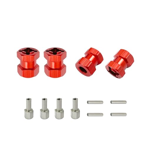 YONMFRDS RC Autoteile Für Axial Für SCX10 F350 D90 AX10 CC01 1/10 12mm Hex Radnabe Stick Adapter 12/15/20/25mm Verlängerung Combiner Koppler RC Crawler Auto Zubehör(Red,15mm) von YONMFRDS