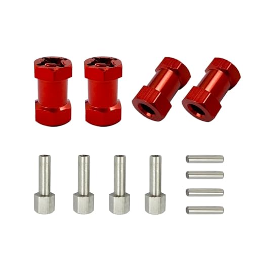 YONMFRDS RC Autoteile Für Axial Für SCX10 F350 D90 AX10 CC01 1/10 12mm Hex Radnabe Stick Adapter 12/15/20/25mm Verlängerung Combiner Koppler RC Crawler Auto Zubehör(Red,20mm) von YONMFRDS