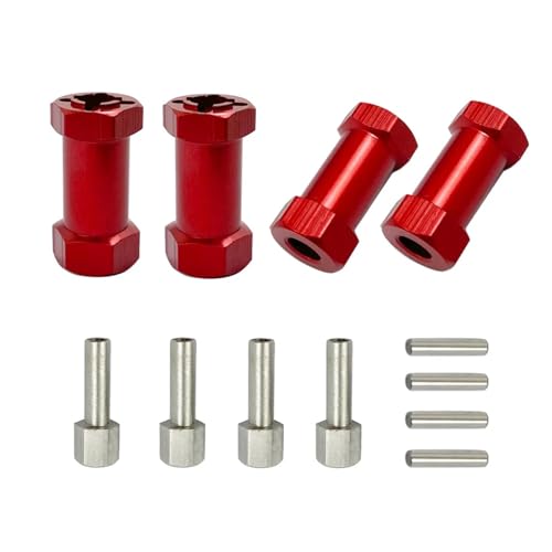 YONMFRDS RC Autoteile Für Axial Für SCX10 F350 D90 AX10 CC01 1/10 12mm Hex Radnabe Stick Adapter 12/15/20/25mm Verlängerung Combiner Koppler RC Crawler Auto Zubehör(Red,25mm) von YONMFRDS