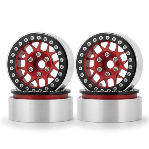 RC Autoteile Für Axial Für SCX10 Für TRX4 D90 CC01 TF2 1/10 Upgrade RC Auto Teile Legierung Metall 1,9 "Beadlock Rad Felgen Dekoration RC Crawler Auto Zubehör(Red) von YONMFRDS