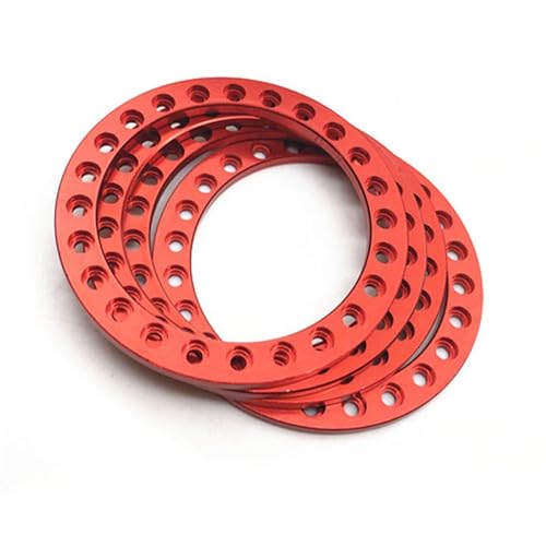 YONMFRDS RC Autoteile Für Axial Für SCX10 Für Wraith Für TRX-4 1/10 Metall 1,9/2,2 Zoll Ersatz Beadlock Rad Felgen Ringe Dekoration RC Crawler Auto Zubehör(Red,1.9inch) von YONMFRDS