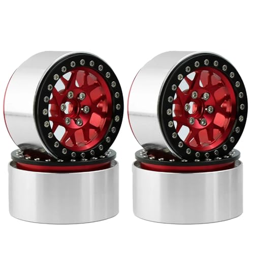 YONMFRDS RC Autoteile Für Axial Für SCX10 RR10 Für Wraith Für TRX4 TRX-6 1/10 Metall 2,2 Beadlock Felge Dekoration Änderung RC Crawler Auto Zubehör(Red) von YONMFRDS