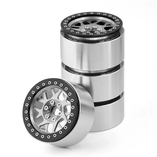 YONMFRDS RC Autoteile Für Axial Für SCX10 RR10 Für Wraith Für TRX4 TRX-6 1/10 Metall 2,2 Beadlock Felge Dekoration Änderung RC Crawler Auto Zubehör(Silver) von YONMFRDS