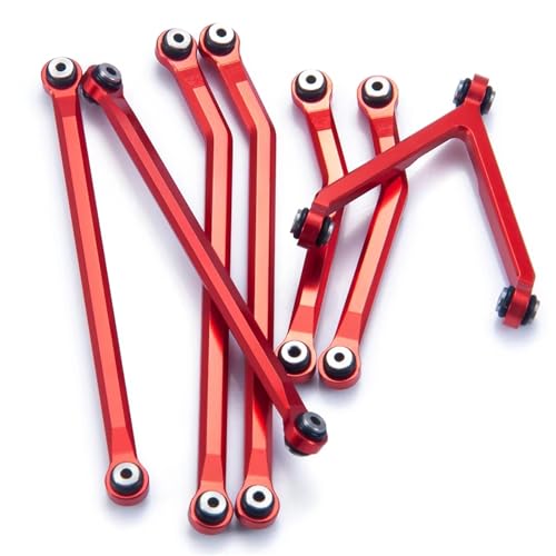 YONMFRDS RC Autoteile Für Axial Für SCX24 90081 Für Deadbolt Für AX00004 1/24 Metall High Clearance Chassis Links Set Ersatz RC Crawler Auto LKW Modell Teile(Red) von YONMFRDS