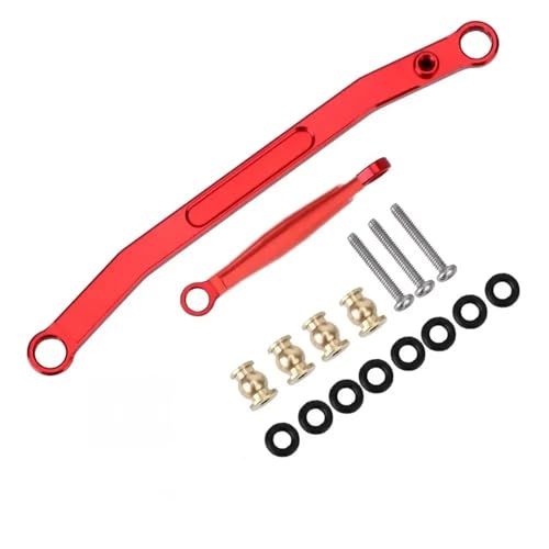 YONMFRDS RC Autoteile Für Axial Für SCX24 90081 RC Crawler Upgrade Teile Aluminium Legierung Material CNC Front Steering Linkage Stangen Set(Red) von YONMFRDS