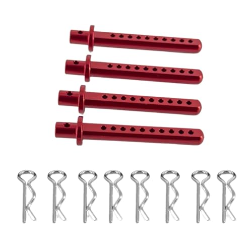 YONMFRDS RC Autoteile Für Axial Für Scx10 Upgrades Teile 1/10 Metallic Aluminium Shell Spalte Montieren Körper Post Halter Mit R Clips Körper Für Rc Auto Zubehör(Red) von YONMFRDS