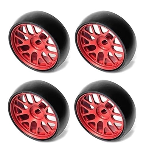 YONMFRDS RC Autoteile Für Dgawd Für Mini-Z Für Mini-D Für Mini-Q 1/28 26.5 Mm Harte Drift Metall Felge Reifen RC Auto Upgrade Zubehör(Red) von YONMFRDS
