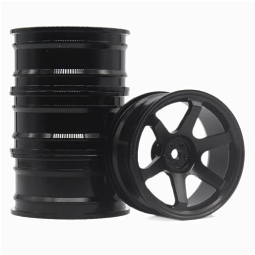YONMFRDS RC Autoteile Für HPI Für HSP 94123 94122 94103 Für D4 D3 CS RC Modell 1:10 On-Road Racing Auto Zubehör Aluminium Legierung Metall Whee Felge RC Auto Teile(Black,Size 4) von YONMFRDS