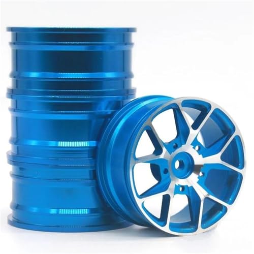 YONMFRDS RC Autoteile Für HPI Für HSP 94123 94122 94103 Für D4 D3 CS RC Modell 1:10 On-Road Racing Auto Zubehör Aluminium Legierung Metall Whee Felge RC Auto Teile(Blue,Size 1) von YONMFRDS