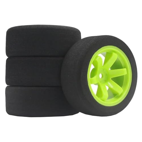 YONMFRDS RC Autoteile Für HSP 94123 Für Sakura D4 Für Tiangong Für TT02 1/10 Flache Sportwagen Schwamm Reifen RC Reifen Professionelle Racing Auto 6 Grad Hub RC Auto Teile(Green) von YONMFRDS