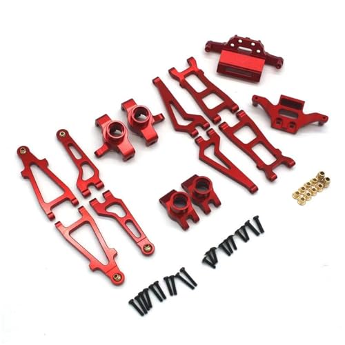 YONMFRDS RC Autoteile Für MJX 20208 Für JJRC C8811 1/20 RC Metall Teile Fernbedienung Auto Set Schwinge Lenkung Tasse Halterung Dekoration Modifikation RC Auto Zubehör(Red) von YONMFRDS