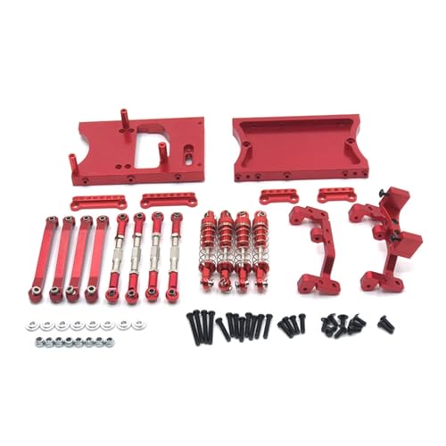 YONMFRDS RC Autoteile Für MN D90 D91 D99 Für MN99S 1/12 RC Auto Upgrade Teile Metall Chassis Zugstangen Servo Feste Halterung Strahl Stoßdämpfer Auto Zubehör(Red) von YONMFRDS