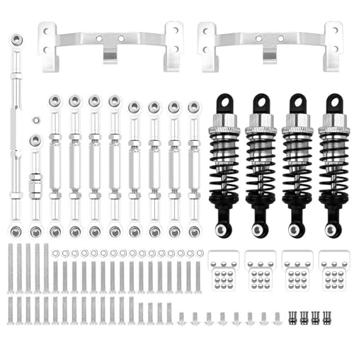 YONMFRDS RC Autoteile Für MN D90 Für MN99S MN91 MN96 MN98 1/12 Stoßdämpfer Metall Chassis Link Stange Zugstange Halterung Halter Set RC Auto Upgrades Teile Dekoration Zubehör(Silver) von YONMFRDS