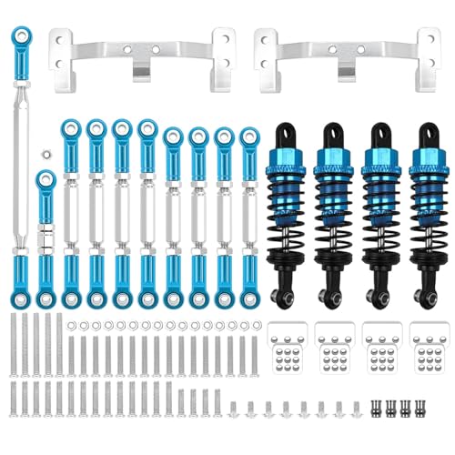 YONMFRDS RC Autoteile Für MN D90 MN91 Für MN96 MN98 MN99S Ersatz Metall Chassis Link Rod Zugstange Halterung Stoßdämpfer Sets RC Auto Upgrades Teile Zubehör(Blue) von YONMFRDS