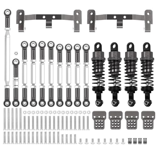 YONMFRDS RC Autoteile Für MN D90 MN91 Für MN96 MN98 MN99S Ersatz Metall Chassis Link Rod Zugstange Halterung Stoßdämpfer Sets RC Auto Upgrades Teile Zubehör(Gray) von YONMFRDS
