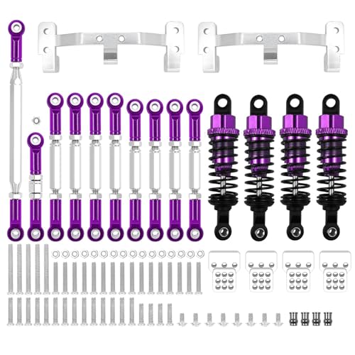 YONMFRDS RC Autoteile Für MN D90 MN91 Für MN96 MN98 MN99S Ersatz Metall Chassis Link Rod Zugstange Halterung Stoßdämpfer Sets RC Auto Upgrades Teile Zubehör(Purple) von YONMFRDS