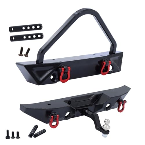 YONMFRDS RC Autoteile Für MN128 Metall Vorne Hinten Stoßstange Mit Anhängerkupplung Schäkel Winde Loch Dekoration Auto Zubehör 1/12 Änderung RC Crawler Upgrade Teile(Black,Set) von YONMFRDS