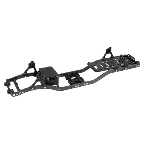 RC Autoteile Für SCX10 1/10 RC Crawler Mit Carbonfaserschienen Metallstrebe Unterfahrschutz Verstellbare Stoßdämpferhalterung Radiobox Batteriefach(Black) von YONMFRDS