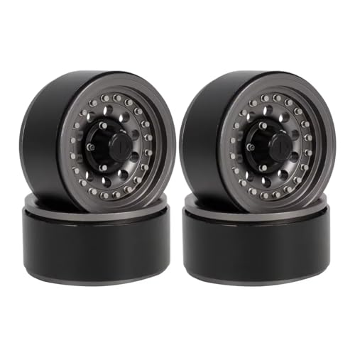 YONMFRDS RC Autoteile Für SCX10 Für RR10 Für Capra Für TRX4 Für TRX6 1/10 1,9 "Aluminium Felge Mit Skala Beadlock Hardware RC Upgrade Teile Zubehör(Gray,4pcs) von YONMFRDS