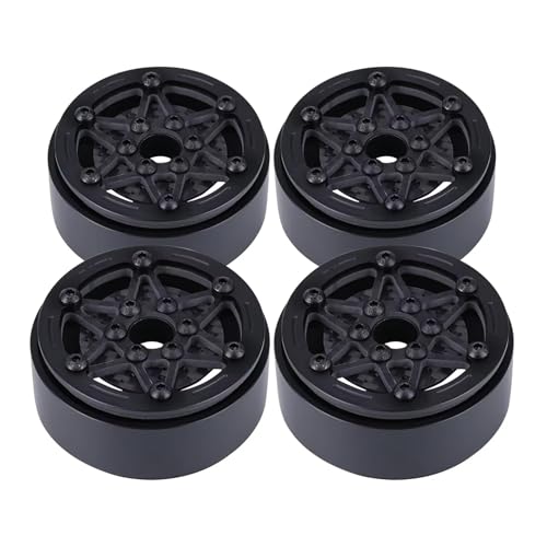 RC Autoteile Für SCX10 Für TRX4 Für Capra Für Cheater Für Rigs 1,9 S Für LCG Für 1/10 RC 4 Stücke 1,9 Zoll Carbon Fiber Beadlock Räder Felge Mit Bremsscheiben(Black,B) von YONMFRDS