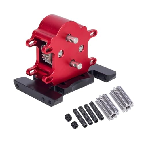YONMFRDS RC Autoteile Für SCX10 Pro Für Capra 1/10 RC Crawler Für LCG Cheater Rigs Teile Dual Getriebe Overdrive Getriebe Installierbar 2 Motoren Autozubehör(Red) von YONMFRDS