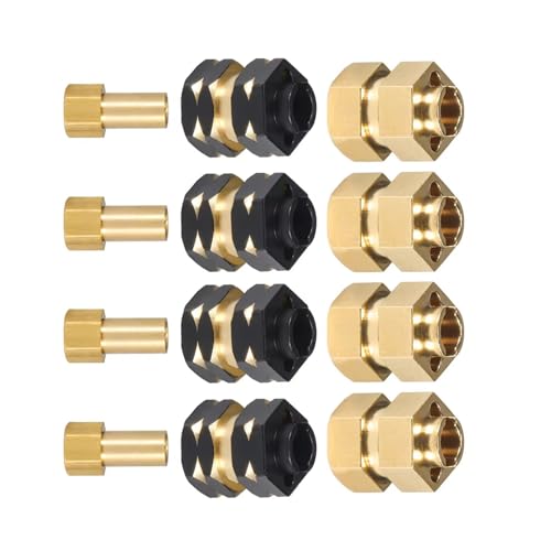 YONMFRDS RC Autoteile Für SCX24 C10 Für Gladiator Für Bronco Für AX24 Für 1/24 RC Crawler Car 1,0 Zoll Felgen Upgrade CNC Messing 7mm Sechskant-Nabenverlängerungen Mit Muttern(Black) von YONMFRDS