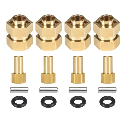 YONMFRDS RC Autoteile Für SCX24 C10 Für Gladiator Für Bronco Für AX24 Für 1/24 RC Crawler Car 1,0 Zoll Felgen Upgrade CNC Messing 7mm Sechskant-Nabenverlängerungen Mit Muttern(Yellow) von YONMFRDS