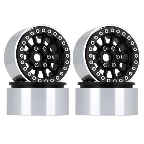 YONMFRDS RC Autoteile Für TRX-4 Für Axial Für SCX10 90046 Für AXI03007 Upgrade Teile Aluminium 1,9 "Beadlock Felge Für 1/10 RC Crawler Auto(YQW-37BK) von YONMFRDS