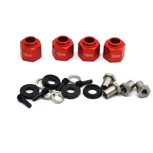 YONMFRDS RC Autoteile Für TRX4 1/10 6/8/9/10/11/12mm Dicke 12mm Rad Hex Adapter Dekoration Auto Zubehör RC Crawler Auto Upgrade Teile(Red,10mm) von YONMFRDS