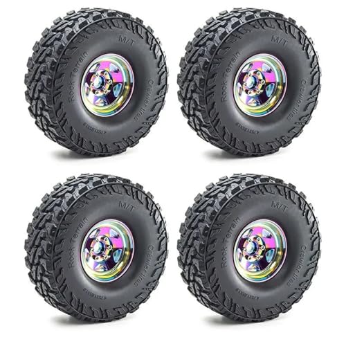 RC Autoteile Für TRX4 Für D90 Für D110 Für Axial Für SCX10 Für MST Für 1/10 RC Crawler Auto 4 Stücke 120mm 1,9 "Metall Beadlock Felge Gummi Reifen Set(Multi-Colored) von YONMFRDS