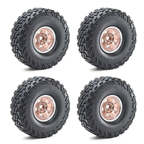 YONMFRDS RC Autoteile Für TRX4 Für D90 Für D110 Für Axial Für SCX10 Für MST Für 1/10 RC Crawler Auto 4 Stücke 120mm 1,9 "Metall Beadlock Felge Gummi Reifen Set(Yellow) von YONMFRDS