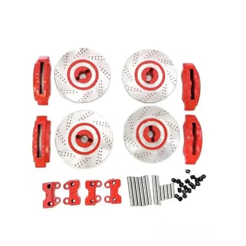 YONMFRDS RC Autoteile Für TRX4 Für Defender Für Bronco Für G500 Für TRX6 Für G63 Für 1/10 RC Crawler Auto Upgrade Teile 4Pcs Metall Bremsscheiben Bremssättel(Red) von YONMFRDS