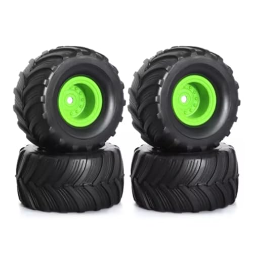 YONMFRDS RC Autoteile Für TRX4M 1/18 Für FMS Für FCX24 Für Axial Für SCX24 Für AX24 1/24 4 Stücke 52mm 1,0 "für Monster Truck Felge Reifen Set RC Crawler(Green) von YONMFRDS
