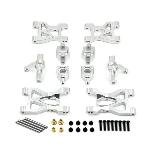 YONMFRDS RC Autoteile Für WLTOYS 104072 Für 1/10 RC -Autoteile Metall Upgrade Vorne Und Hinten Für Schwangerarme Pull Rod Lenktasse Set(Silver) von YONMFRDS