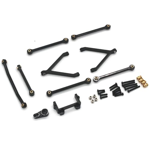 YONMFRDS RC Autoteile Für WLtoys Für FMS Für FCX24 1/24 Für Kleine Seltsame RC Fernbedienung Auto Metall Upgrade Zubehör Zugstange Gefährdet Set(Black) von YONMFRDS