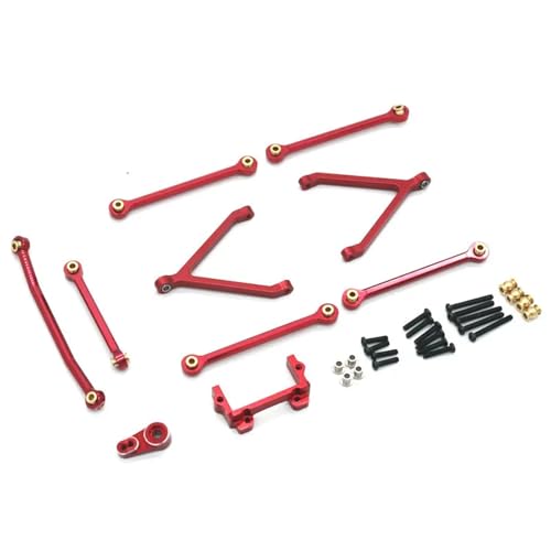 YONMFRDS RC Autoteile Für WLtoys Für FMS Für FCX24 1/24 Für Kleine Seltsame RC Fernbedienung Auto Metall Upgrade Zubehör Zugstange Gefährdet Set(Red) von YONMFRDS