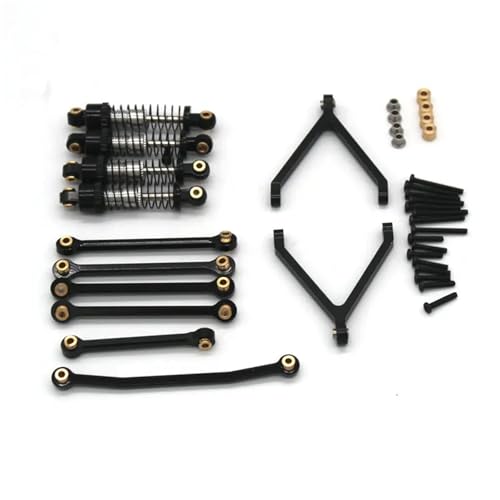 YONMFRDS RC Autoteile Für WLtoys Für FMS Für Fcx24 1/24 Xiaoqi RC Fernbedienung Auto Metall Upgrade Zubehör Stoßdämpfer Lenkstange Set(Black) von YONMFRDS