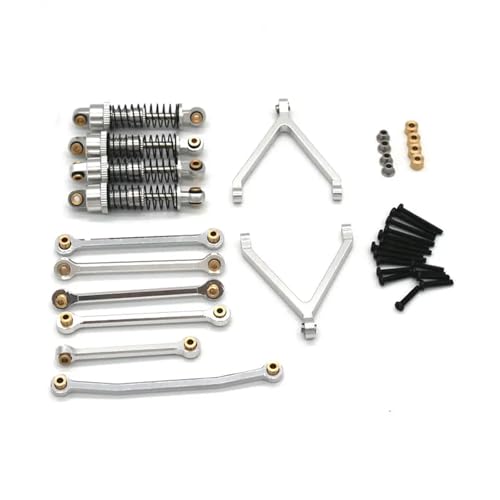 YONMFRDS RC Autoteile Für WLtoys Für FMS Für Fcx24 1/24 Xiaoqi RC Fernbedienung Auto Metall Upgrade Zubehör Stoßdämpfer Lenkstange Set(Silver) von YONMFRDS