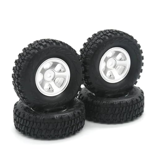 YONMFRDS RC Autoteile Für WLtoys Für JJRC Für C8801 Für AX-8560 Für TRX4M 1/18 RC Ferngesteuertes Auto Metallteile Radnabe Reifen(Silver) von YONMFRDS