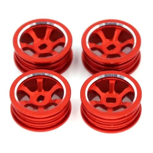 YONMFRDS RC Autoteile Für WLtoys Für K969 Für K989 Für LKW Für 1:28 Kunststoff Rad Reifen 4Pcs Rad Felgen(Red) von YONMFRDS