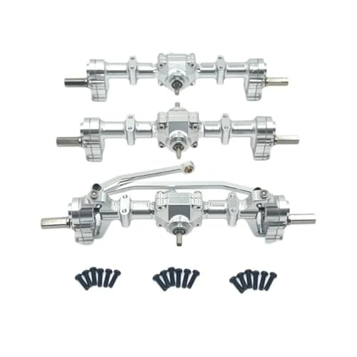 YONMFRDS RC Autoteile Für WPL B16 B36 Für JJRC Q60 Q63 Q64 Für Fayee FY004 Für MN-77 6WD 6X6 1/16 RC Auto Metall Vorne Und Hinten Portal Achse Upgrade Teile Zubehör(Silver) von YONMFRDS