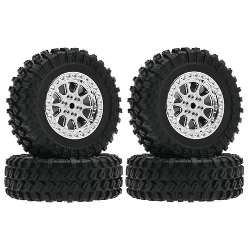 YONMFRDS RC Autoteile Für WPL C34 C14 C24 B24 B14 Für MN D90 Für MN98 MN99S MN82 70mm Reifen Reifen Rad RC Auto Upgrade Teile Modifikation Auto Zubehör 4 Stücke(Silver) von YONMFRDS