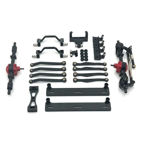 YONMFRDS RC Autoteile Für WPL C64 C64-1 1/16 Metall Vorder- Und Hinterachse Für Chassis Link Stange Zugstange Montieren Seite Pedal Shock Mount Set RC Auto Upgrade Teile(Black) von YONMFRDS