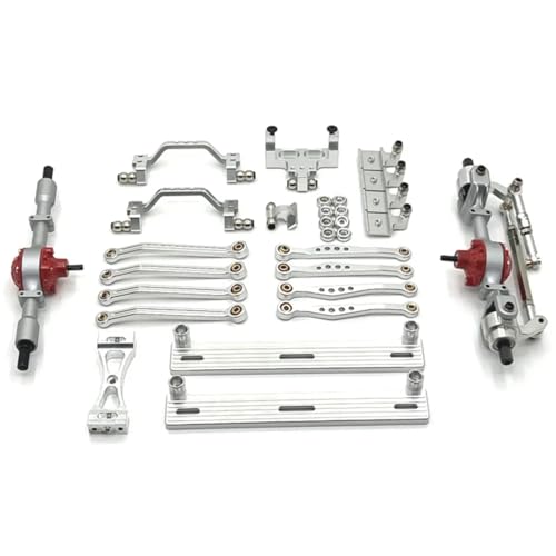 RC Autoteile Für WPL C64 C64-1 1/16 Metall Vorder- Und Hinterachse Für Chassis Link Stange Zugstange Montieren Seite Pedal Shock Mount Set RC Auto Upgrade Teile(Silver) von YONMFRDS